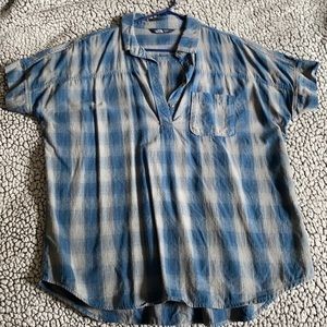 The North Face size large cap-sleeve plaid 100% cotton Tunic